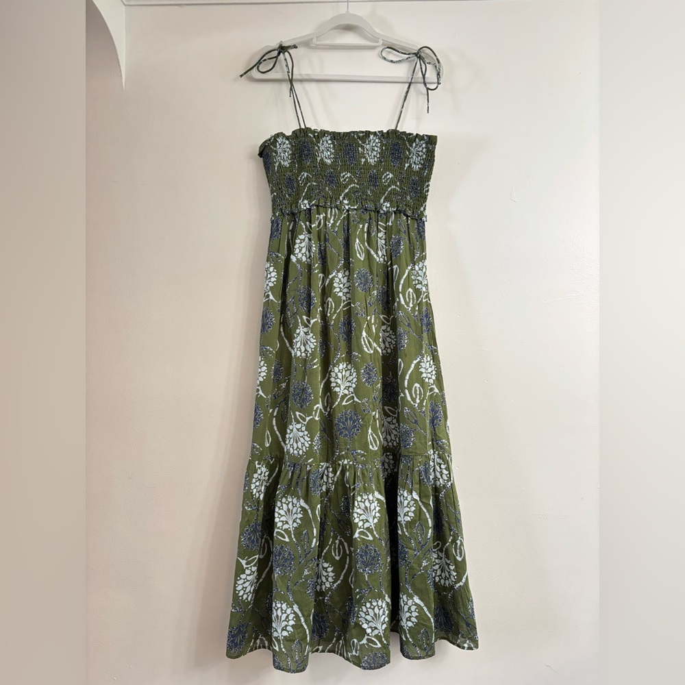 Zara Olive Green Floral Midi Dress